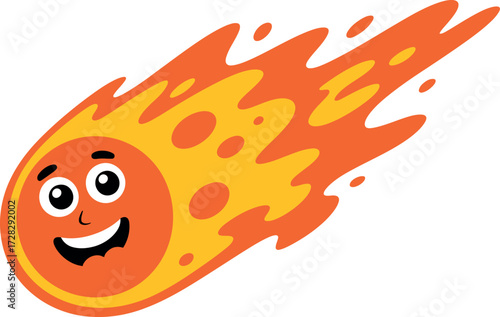 Cartoon comet illustration vector graphic design space element