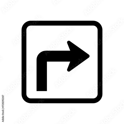 Right Turn Traffic Icon Vector Black White | Road Navigation Symbol | Minimal Arrow Direction Sign | Monochrome Road Safety Illustration Free Download Right Turn Traffic Icon Vector Black White | Road Navigation Symbol | Minimal Arrow Direction Sign | Monochrome Road Safety Illustration - GFXLoad