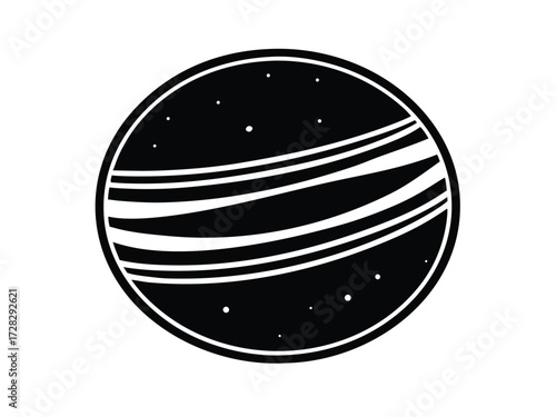 jupiter planet vector icon in bold style on black color and white background.