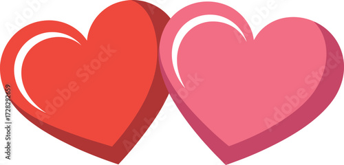 Two hearts vector graphic for valentine's day love and romance art