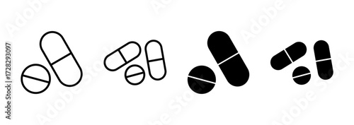 Pills icon vector. capsule icon. Drug sign and symbol