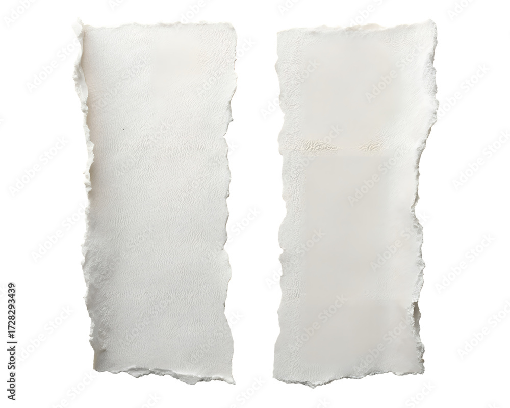 Obraz premium Two torn paper pieces isolated on transparent background