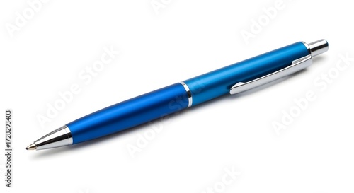 Blue Ballpoint Pen on White Background