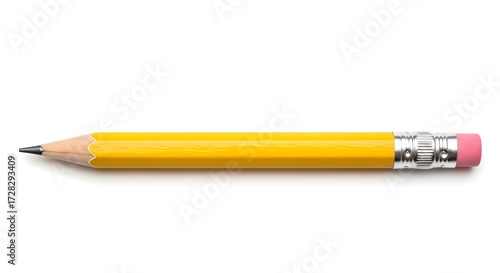 Yellow Pencil on White Background