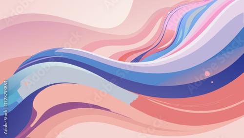 Abstract flowing waves of pink blue and purple hues