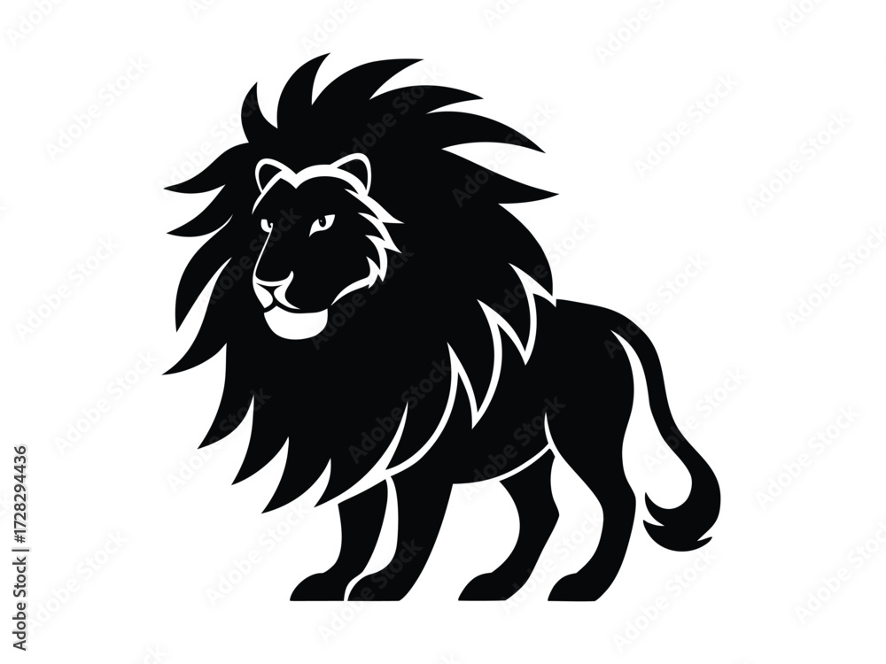 Obraz premium mane vector icon in bold style on black color and white background.