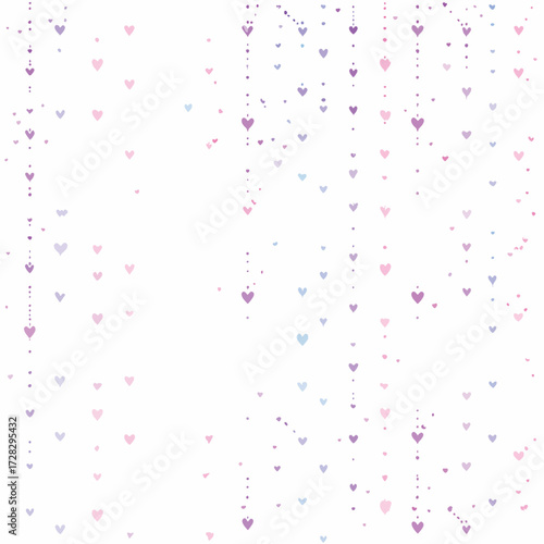 淡いパステルカラーのハートが舞う、優しくロマンチックなベクター背景