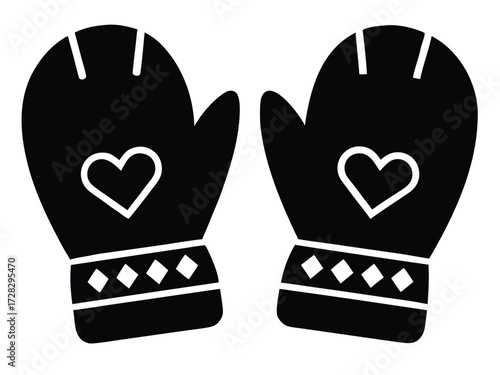 mittens vector icon in bold style on black color and white background.