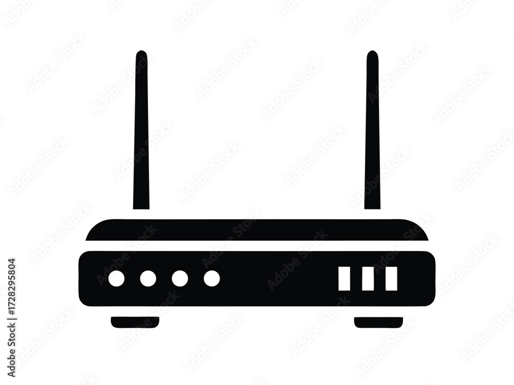 modem vector icon in bold style on black color and white background.