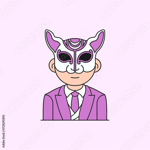 Man Rabbit Mask Avatar Vector Illustration