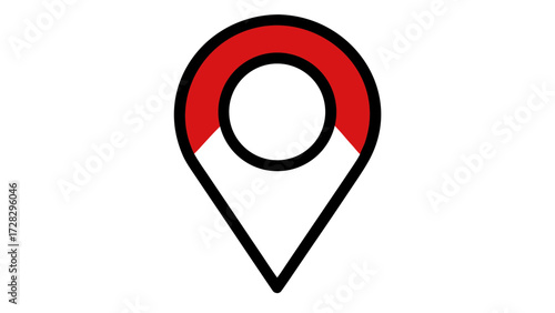 A simple location pin icon with a red and white color scheme and black outline design element on transparent background silhouette Free Download A simple location pin icon with a red and white color scheme and black outline design element on transparent background silhouette - GFXLoad
