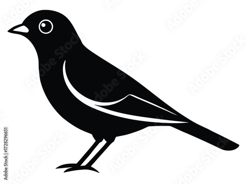 mynah bird vector icon in bold style on black color and white background.