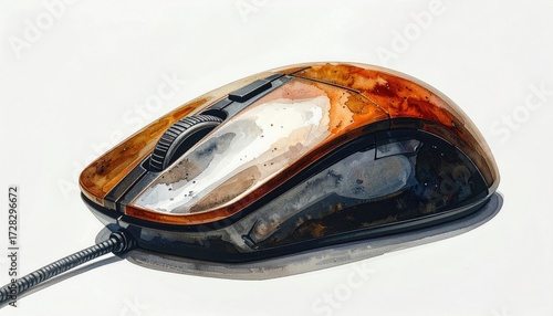 Wallpaper Mural A detailed depiction of a computer mouse, painted with rich, warm tones of amber and brown, showcasing a textured surface and subtle variations in shade. Torontodigital.ca