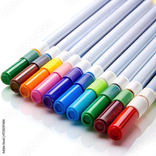 Assorted Colored Markers Lying on White Surface drawing