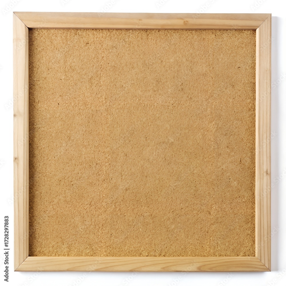 Fototapeta premium Blank Square Cork Board with Wooden Frame on White