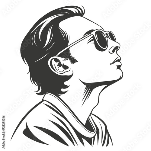 "Profile Illustration of a Man Wearing Sunglasses"
