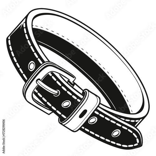 Black Leather Belt with Buckle Illustration