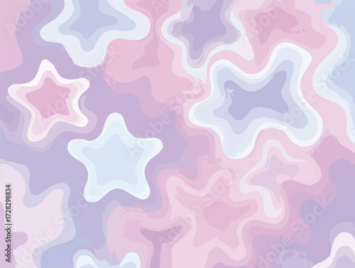 幻想的なパステルカラーの星と波模様の抽象的な背景デザイン