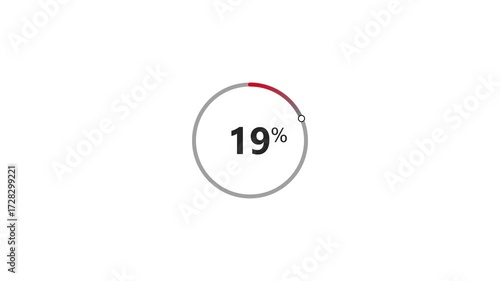 0 to from 30% loading loop animation. glowing circular progress on white background .