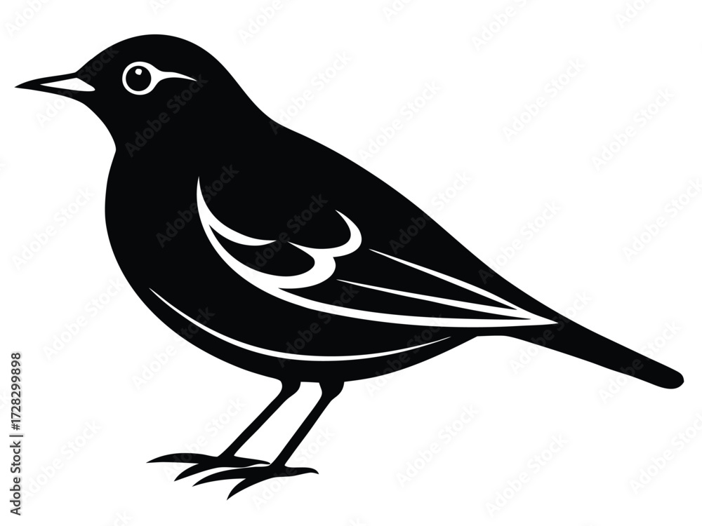 Fototapeta premium pipit vector icon in bold style on black color and white background.