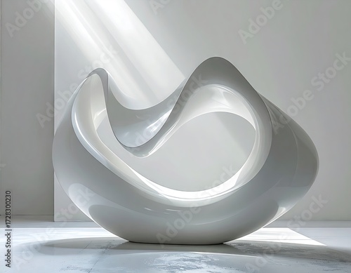Wallpaper Mural Modern, minimalist sculpture with flowing, abstract curves, presented in a bright, white interior space. Torontodigital.ca