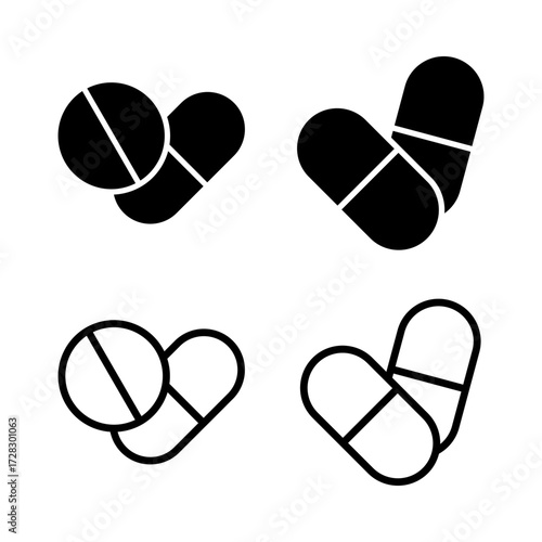 Pills icon vector illustration. capsule icon. Drug sign and symbol