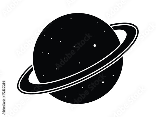 pluto planet vector icon in bold style on black color and white background.