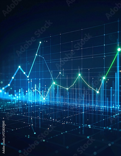 A vibrant blue background features a collection of colorful graphs, showcasing various data trends and statistics, creating a visually engaging composition.