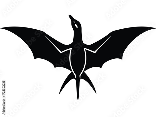pterodactyl vector icon in bold style on black color and white background.