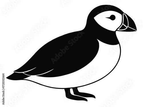 puffin vector icon in bold style on black color and white background.