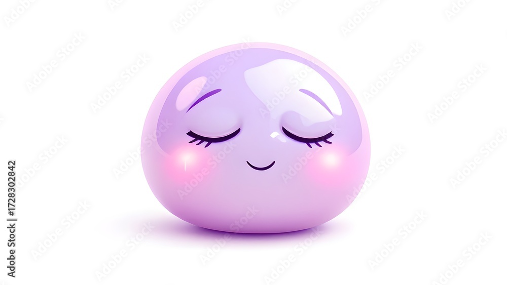 Fototapeta premium Peaceful Lavender Emoticon, isolated on transparent background