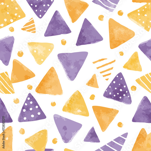 水彩風の三角形のパターンが描かれた、明るく楽しいベクターイラストレーション