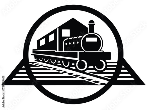 railway vector icon in bold style on black color and white background.