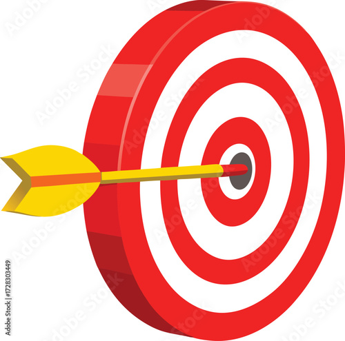Red target with arrow hit success and accuracy vector