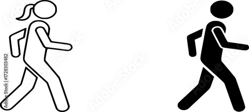 Walk Line Icon vector. Simple Outline and solid Illustration for Navigation, Exercise, Movement, and Fitness