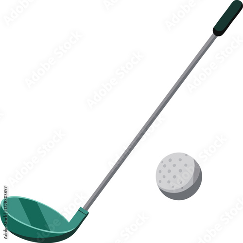 Golf club and ball vector illustration