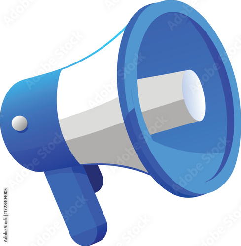 3d blue megaphone announcing message