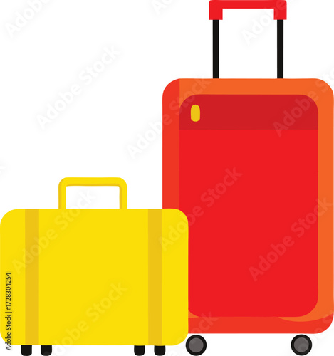 Vibrant travel luggage set red and yellow suitcases