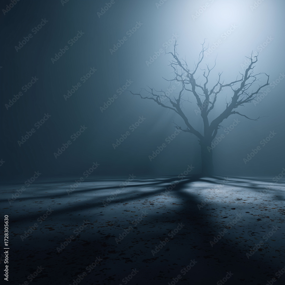 Obraz premium spooky tree in the night,spooky halloween background,Scary tree Shadow overlay effect for halloween background,Scary treen and shaow in the forest