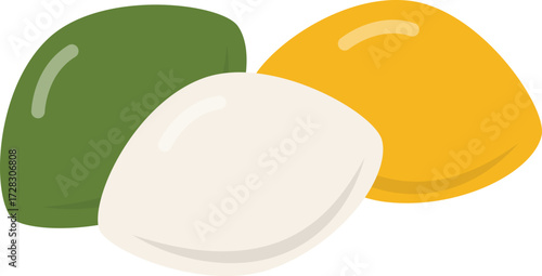 Three Color Korean Songpyeon Rice Cake Illustration