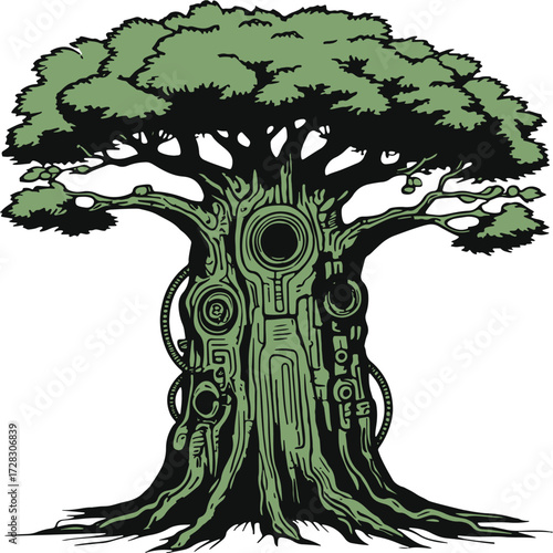 Abstract tree with roots vector illustration design