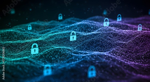 Abstract digital lock icons