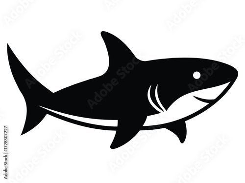 shark vector icon in bold style on black color and white background.