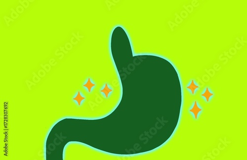 Wallpaper Mural animation of a healthy stomach on a green background Torontodigital.ca