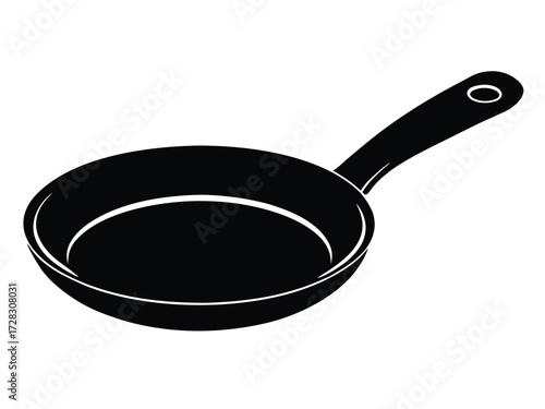 skillet vector icon in bold style on black color and white background.
