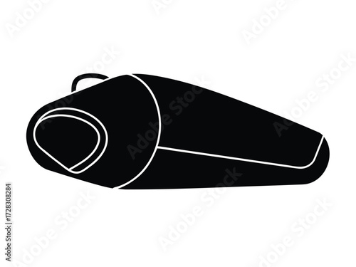 sleeping bag vector icon in bold style on black color and white background.