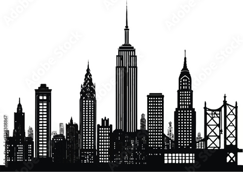 New York City skyline at night vector illustration