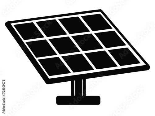 solar panel vector icon in bold style on black color and white background.