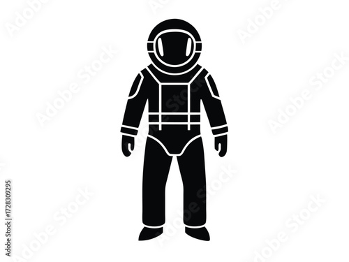space suit vector icon in bold style on black color and white background.