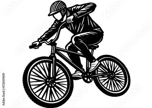 Person Riding BMX Bike Silhouette, Sports and Fitness SVG, PNG